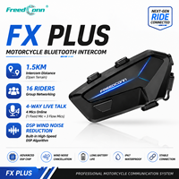 FreedConn FX PLUS Intercom de moto à réseau maillé pour 16 personnes, portée de 1,5 km, accessoires de moto en plastique ABS, écouteurs, casque, intercom