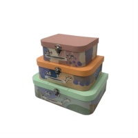 Juego de maletas con patrón de grafiti impreso de 3 piezas vendidas en fábrica, Cajas de Regalo portátiles con asa de papel, caja de flores para embalaje de regalo