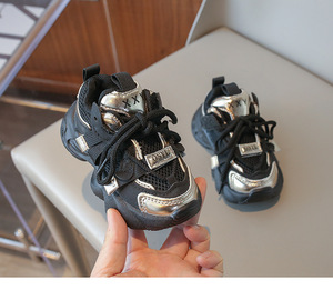 Vente en gros de baskets pour enfants, filles et garçons, semelle en caoutchouc, maille respirante, chaussures décontractées à lacets, taille 22-37 - Product Image 4