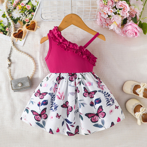 Robe sans manches exquise à motifs pour filles, vêtements pour enfants à volants pour petites fêtes, robes de bébé en gros - Product Image 6