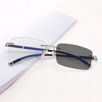 Lunettes de soleil photochromiques anti-lumière bleue pour hommes, monture optique sans cerclage, idéales pour la photographie et l'extérieur