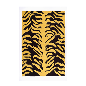 Premium Wool Area <b>Rug</b> Mustard Yellow <b>Black</b> Zebra Pattern Handmade Animal Print Carpet for Contemporary Living Room Home Floor - Product Image 3