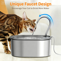 Fontaine à eau automatique pour chat en acier inoxydable 304, 3,2 L, ovale, avec circulation, vente en gros directe d'usine