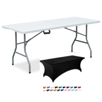 Table pliante en plastique blanc HDPE de 6 pieds pour fête en plein air, vente en gros