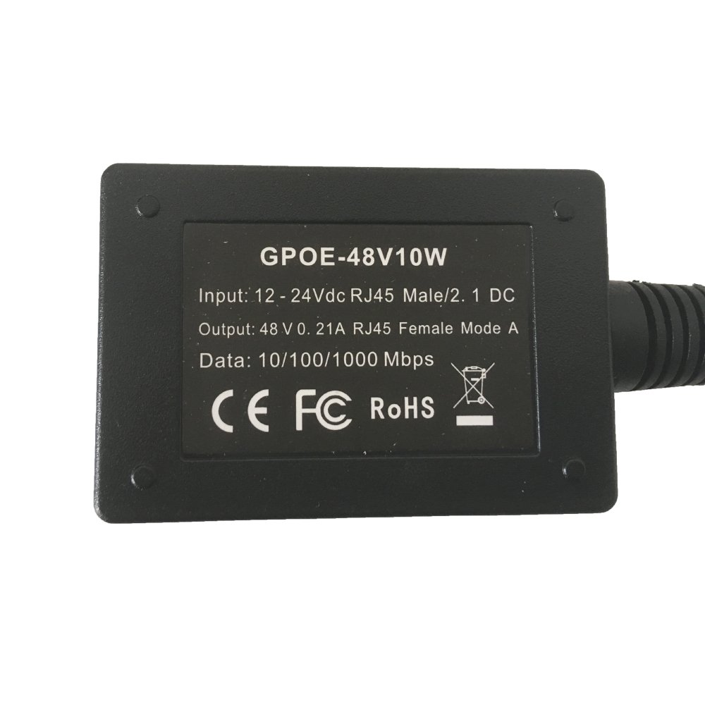 GPOE-48v10w Gigabit 802.3af Power over Ethernet 48 Вольт шаг вверх инжектор