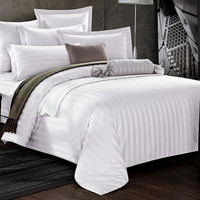 SANHOO - Ensemble de literie rayé en coton égyptien 100% - Drap de lit simple personnalisé pour hôtel - 100% coton - Luxe