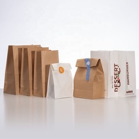 Sac de transport en papier kraft brun à fond carré pour livraison à emporter, sans poignée, personnalisable avec votre logo