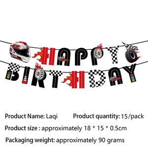 Ensemble de vaisselle jetable sur le thème de la course pour fête d'anniversaire avec assiette et serviette en papier - Product Image 6