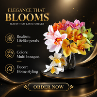 Bouquet d'orchidées en soie 3D réaliste en relief, fleurs artificielles de Cymbidium, style naturel, décoration de mariage, de maison ou de bureau