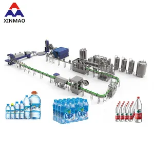 Línea de producción automática de botellas de agua potable, máquina de llenado y embalaje de agua Mineral