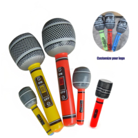 Microphone gonflable JOYEE personnalisé avec logo imprimé, en PVC, non électrique, pour fêtes d'enfants, événements promotionnels, accessoires unisexes