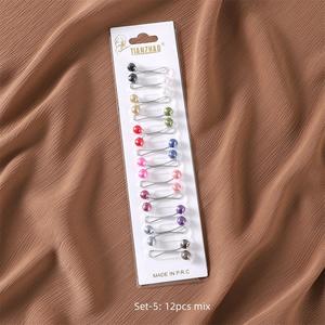 Klip berbentuk U mutiara berwarna topi sutra syal klip leher syal gesper 12 buah kartu perhiasan wanita Muslim grosir N241298 - Product Image 6