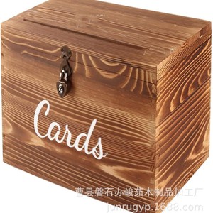 Wooden <b>Card</b> Storage <b>Box</b> Rectangle Engraved Office Organizer <b>Wedding</b> Gift <b>Card</b> Holder - Product Image 1