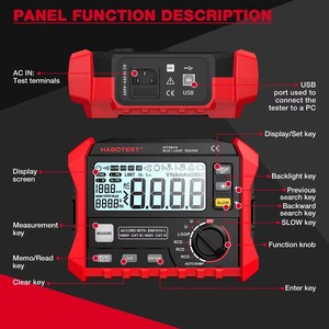 HT5910 เครื่องทดสอบสวิตช์ป้องกันไฟรั่วความแม่นยำสูง LCD เครื่องวัดความต้านทานแบบดิจิตอล RCD/เครื่องทดสอบลูป 1000 จุดบันทึกข้อมูล 0440V - Product Image 4