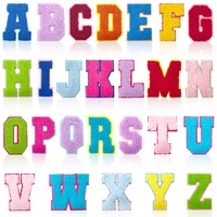 Patchs Alphabet Brodés en Chenille Colorée A-Z Style Universitaire, Écussons Thermocollants pour Veste Personnalisée