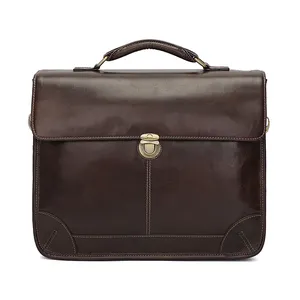 Custom Stylish Man Purses and Handbag Genuine Leather Office Bag Brief Case Men Calfskin Leather Laptop Messenger Bag Briefcase