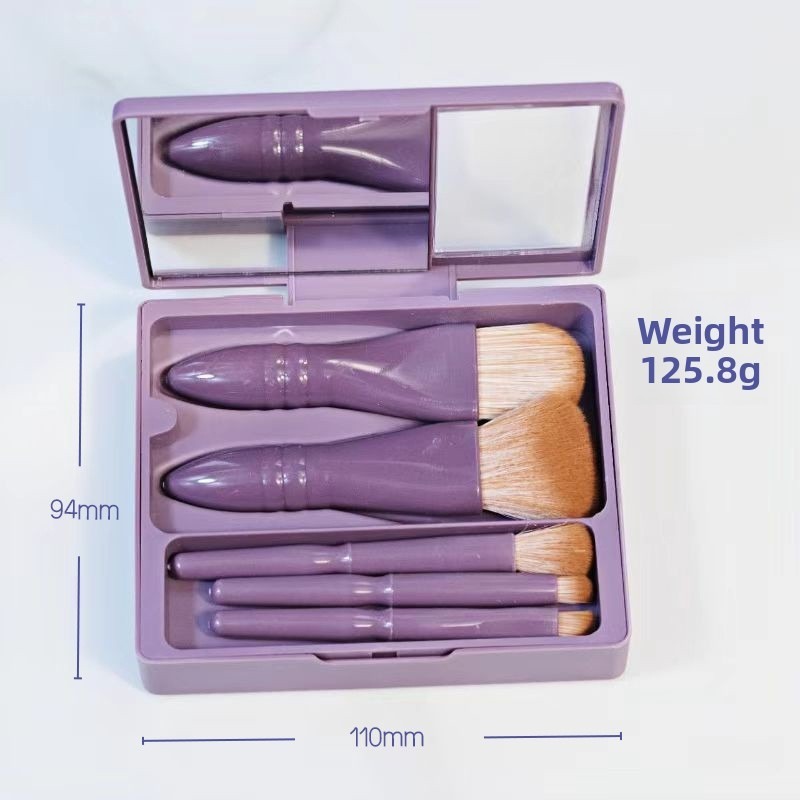Macaron 5 brushes with mirror cover [purple]