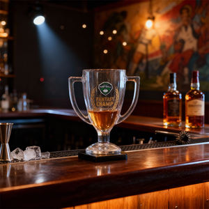 Trofeo de Vidrio Personalizado con Doble Asa, Copa de <span class=keywords><strong>Cerveza</strong></span> Creativa para Festival de <span class=keywords><strong>Cerveza</strong></span>, Logotipo de Fútbol, Modelo 450, Hecho en China - Product Image 1