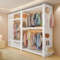 Porte-manteau en acier salle de location stockage de vêtements assemblage simple treillis monté au sol métal anti-poussière armoire simple