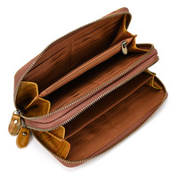 Dompet Pria Gaya Panjang Kulit Asli Kualitas Tinggi Desain Kustom Pabrik Merek Kustom untuk Bisnis