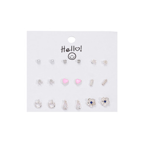 Juego de Aretes Estilo Coreano, Aleación con Baño Electrolítico, Piedras de Imitación, Diseño de Corazón, Luna y Estrella, Regalo, Joyería de Moda - Product Image 5
