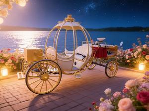 Carro Eléctrico de Paseo con Diseño de Calabaza, Estilo Cuento de Hadas, Vehículo de Baja Velocidad con Decoración Personalizada para Bodas y Parques Temáticos - Product Image 2