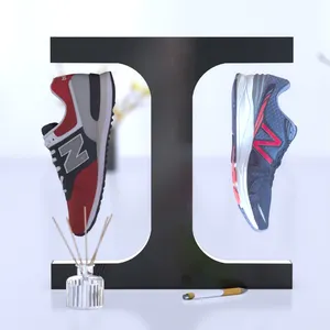 customize Rotation Magnetic Levitating Floating double shoe display racks for Advertising Shoe Store