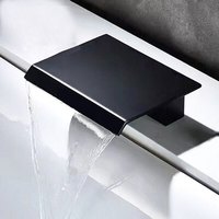 Robinet de baignoire carré noir mat HONGDEC, robinet de baignoire à montage sur pont, sortie d'eau à large débit, robinet de salle de bain
