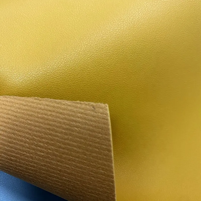 Surface and backing same color cotton backing 1.7mm and 1.4mm PVC synthetic leather rexine to manufacture handbag