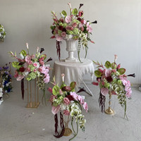 Boule de fleurs PPS de qualité supérieure, rose et verte, arrangement floral en soie pour centre de table de mariage, événement, décoration intérieure