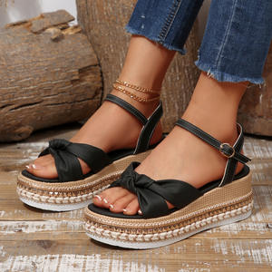 Sandales <span class=keywords><strong>Espadrilles</strong></span> à Nœud Multicolores en Gros d'Usine - Plateforme à Bride Cheville Bout Ouvert Chaussures Casual de Vacances pour Femmes - Product Image 2