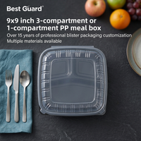 Barquette d'emballage alimentaire personnalisée en blister, en PP/PET recyclable, boîte en plastique jetable pour fruits, viande et aliments prêts à consommer