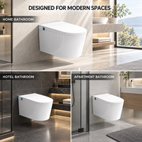 WC intelligent mural avec couvercle automatique, réservoir encastré, bidet, siège chauffant, sécheur à air chaud et télécommande