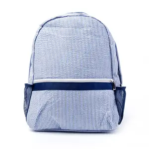 Bolsa de sacola de algodão listrado puro, mochila macia de zíper para escola infantil, estilo indiano, missippi