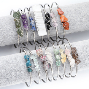 Bracelets en argent, 10 à 15mm, différentes couleurs, fil métallique, accessoire minéral, cadre argenté - Product Image 2