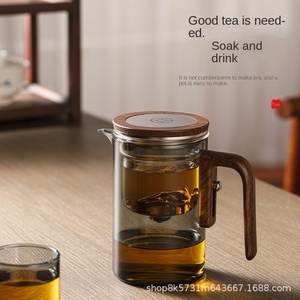 Tetera de Vidrio Resistente al Calor con Tapa de Madera e Infusor, Tetera de Vidrio para Café, Tetera Doméstica - Product Image 4