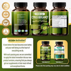 Cápsulas de Bergamota Cítrica OEM con <span class=keywords><strong>Arroz</strong></span> de Levadura Roja, Ajo, Alcachofa y Berberina, Suplemento para un <span class=keywords><strong>Colesterol</strong></span> Saludable y Salud Cardíaca - Product Image 3