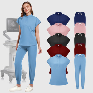 Women Sleeveless Scrub Set Moisture Wicking Knitted Split Uniform For Nurses Doctors Spa Dental Studio - Product Image 1