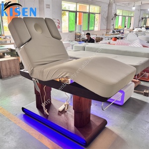 KISEN Luxury Led Gold Stainless Steel Base Modern Beauty Spa <b>Electric</b> Facial Bed extra Wide Massage <b>Table</b> for Sale - Product Image 5