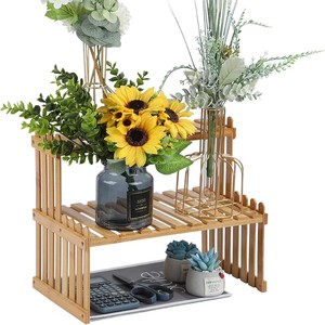 Wooden <b>Desktop</b> <b>Shelf</b> 3 Tier Storage Rack Office Organizer Rectangle Standing Type For Miscellaneous Items - Product Image 1