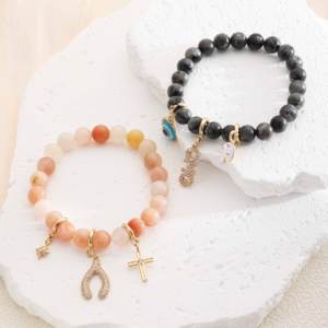 Gelang manik-manik indah trendi dengan hati yang dapat diganti Evileye beberapa jimat pribadi DIY hadiah perhiasan sempurna kustom - Product Image 6