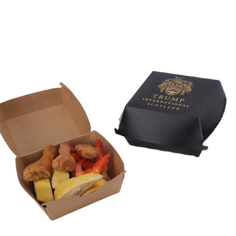 Caja de embalaje de bloque de pollo frito de estilo coreano personalizable, caja de ala de pollo para hamburguesa, caja de barco de grado alimenticio