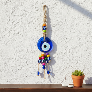 Adorno de Pared con Cuentas de Ojo Turco de Cristal con Borlas de Mimbre y Pequeño Ojo Turco de Plástico - Product Image 3