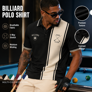 Camiseta Polo de Billar para Hombre, Manga Corta, Diseño en Contraste, Transpirable, Absorbe la Humedad, Corte Casual, Logotipo Bordado en 3D Personalizado - Product Image 1