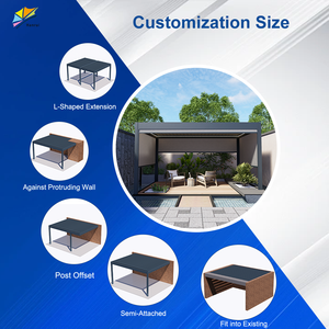 Taille personnalisée <span class=keywords><strong>2x3</strong></span> 3x3 4x3 5x3 6x3m Adossé a Toit De Bioclimatique Toit <span class=keywords><strong>Pergola</strong></span> rétractable en aluminium - Product Image 6