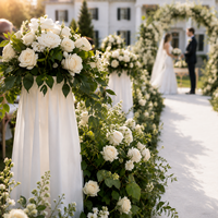 Ensemble complet de mariage en plein air blanc et vert |   Solution complète de conception à livraison : Arche de fleurs d'eucalyptus et de roses pour centre de table et toile de fond, OEM, Vente en gros