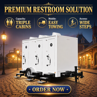 Rimorchio WC Climatizzato a Tre Porte e Tre Cabine con Telaio in Pannelli Compositi a 5 Strati Verniciato E-Coated e Doccia