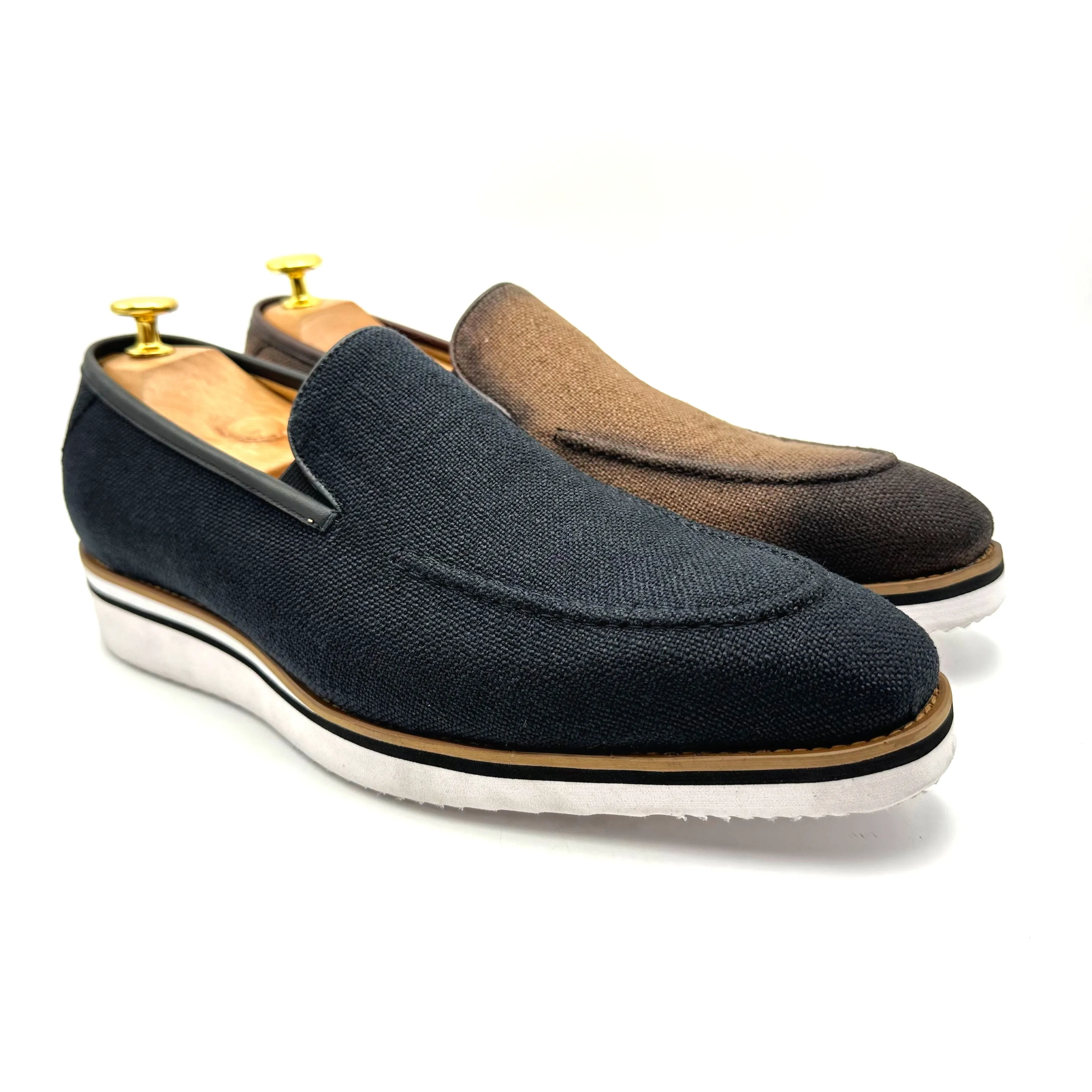 New style knitted upper leather shoes for men comfort casual walking loafers shoes