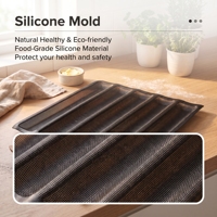 Plaque de cuisson perforée en silicone FDA pour baguettes, 5 emplacements, antiadhésive, pour pain français, moule en maille pour four de boulangerie, vente en gros personnalisée