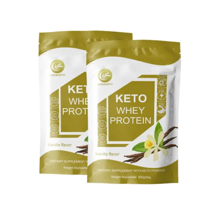 Lifeworth-bebida keto sabor a vainilla en polvo, proteína de suero en polvo crudo, recambio de comida, los mejores beneficios